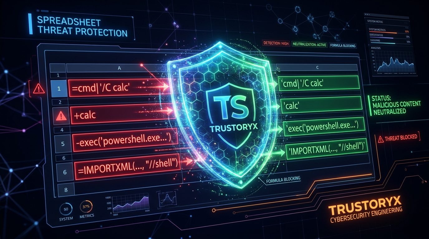 CSV Formula Injection Threat Protection by Trustoryx